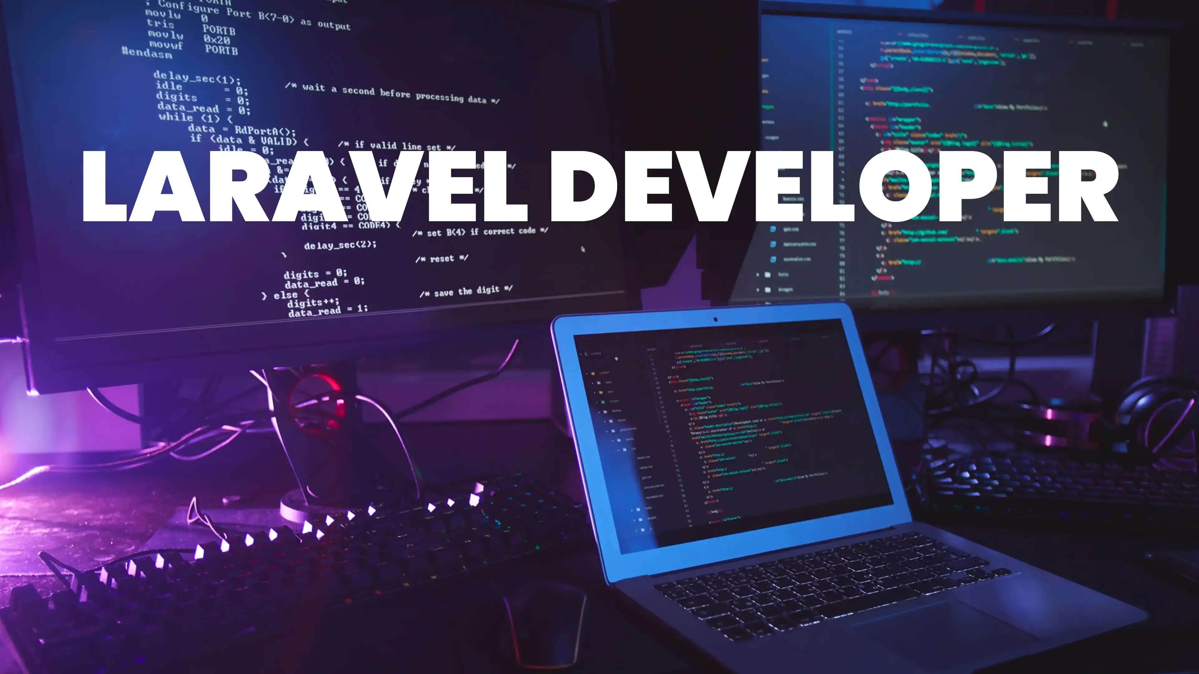 Developer using Laravel for rapid PHP web development
